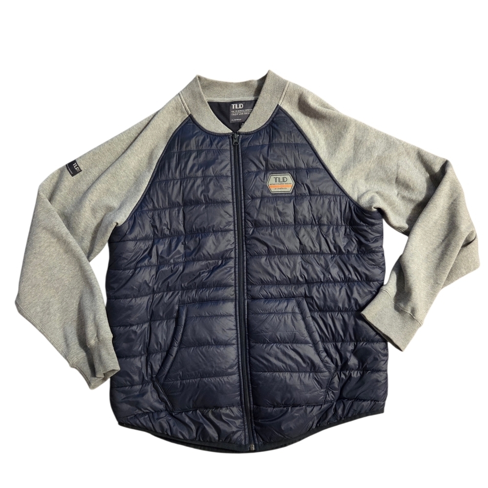 Troy Lee Designs Factory Quilted Bomber Zip Up Jacket Men's Navy and Gray Jacket - Picture 4 of 9